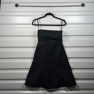 Gap Y2K Stretch Black Spaghetti Strap Fit and Flare Mini Dress Womens Size 6 LBD
